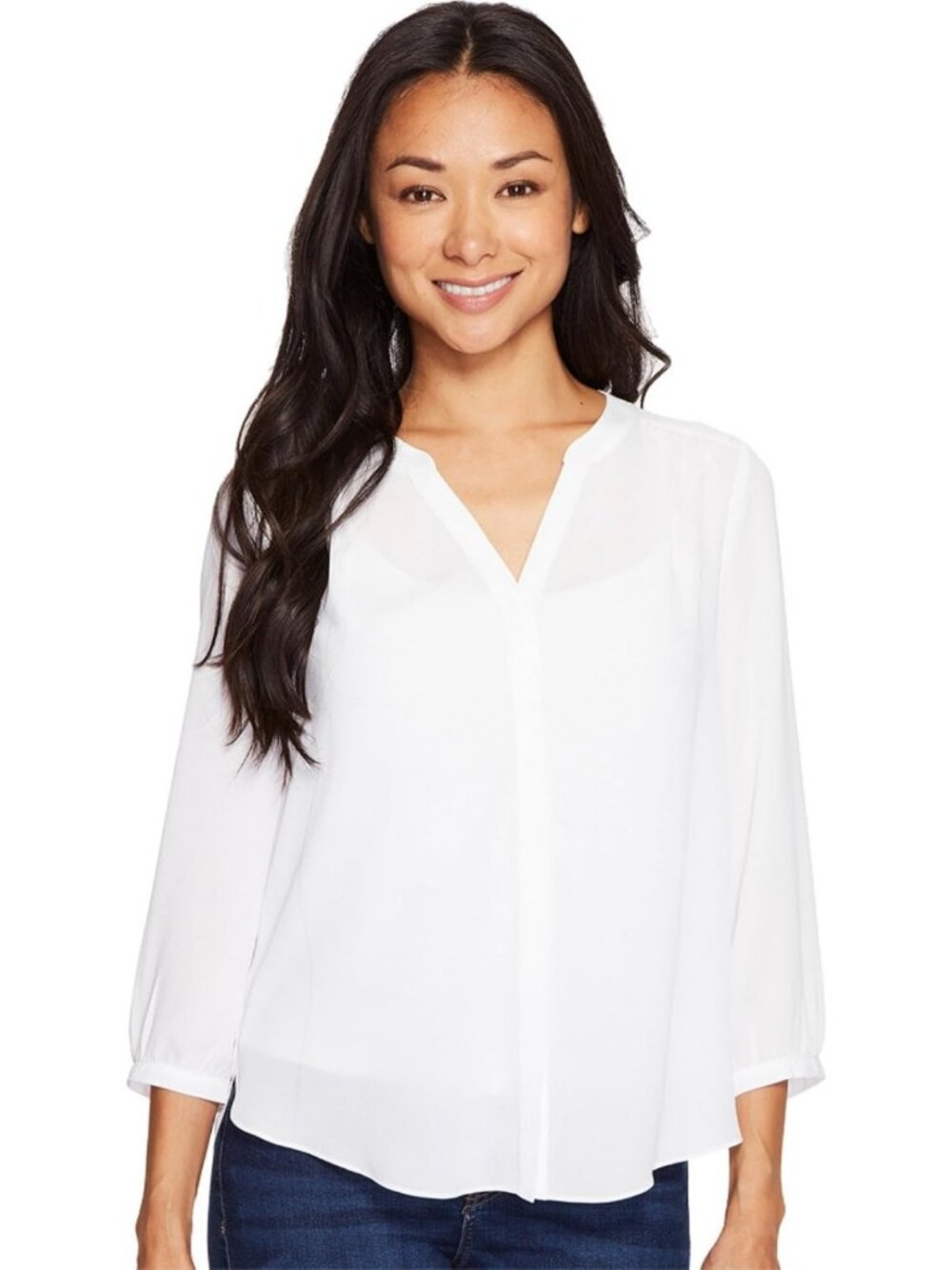 Petite 3/4 Sleeve Pintuck Blouse for Women - Stylish & Versatile Top